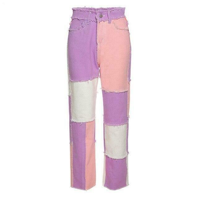 Soft Aesthetic Plaid Stitching Pants - Y2K Fashion Women's Clothing