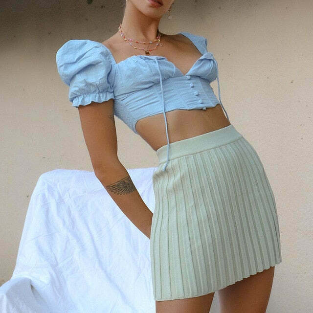 Soft Girl Aesthetic Knitted High Waist Sexy Skirt - Y2K Fashion Coquette Style Grunge Outfits