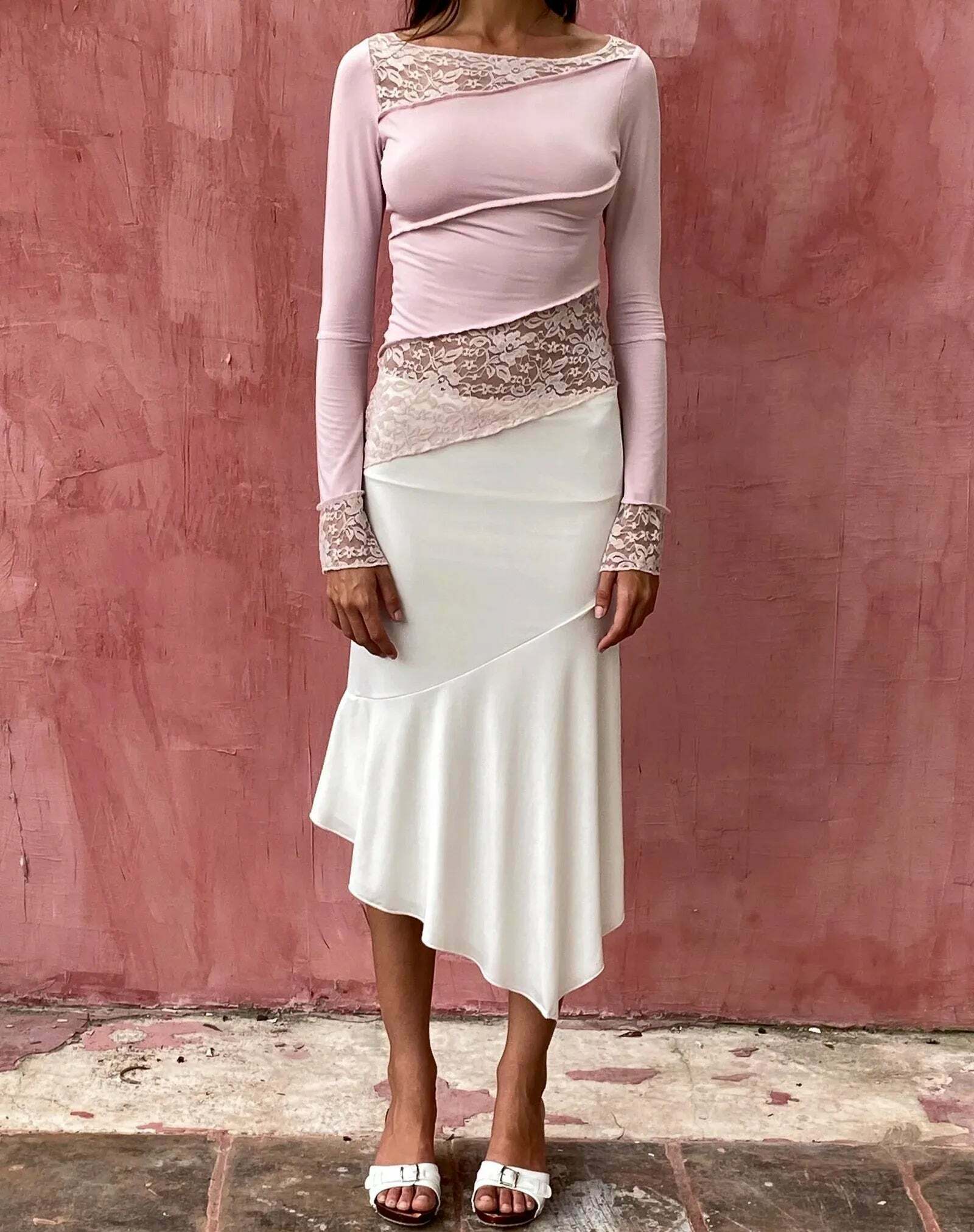 Sophia's Coquette Lace Tee: Y2K Fashion Aesthetic with Grunge and Pastel Goth Vibes