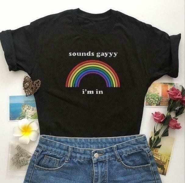 Sounds Gayyy I'm In T-Shirt - Y2K Fashion Statement with Coquette, Grunge, & Pastel Goth