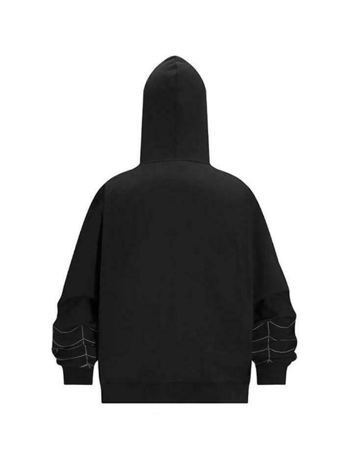 Spider Print Oversized Hoodie: Y2K Aesthetic Coquette Fashion with Grunge Style and Cute Tops