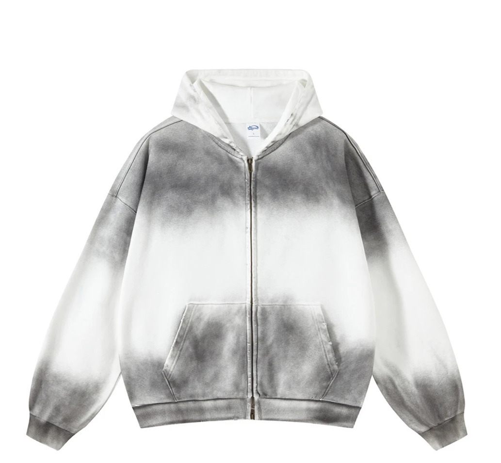 Spray Dyed Zip-Up Hoodie - Y2K Fashion Aesthetic for Women - Coquette Style Grunge Outfits