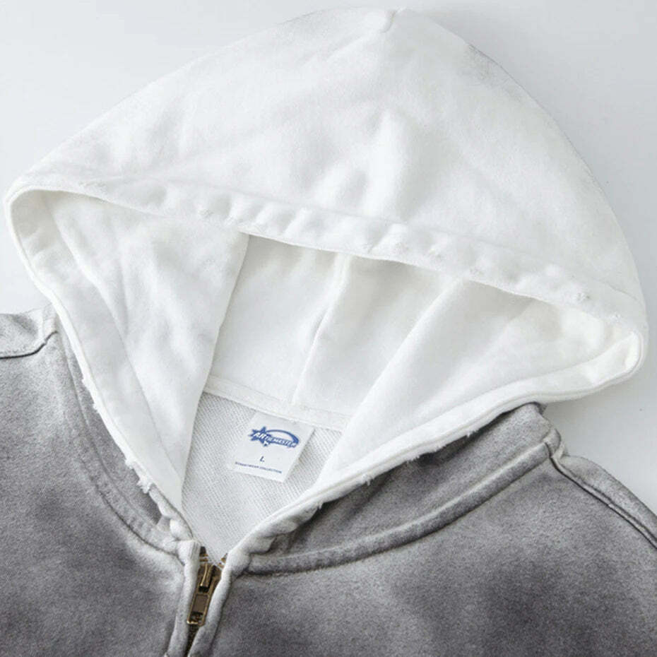 Spray Dyed Zip-Up Hoodie - Y2K Fashion Aesthetic for Women - Coquette Style Grunge Outfits