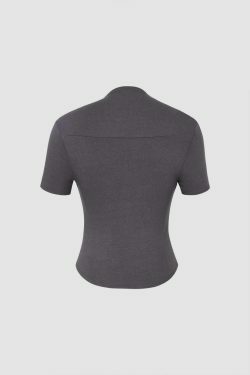Square Neck Curved Hem T-Shirt in Y2K Fashion with Coquette and Grunge Aesthetic