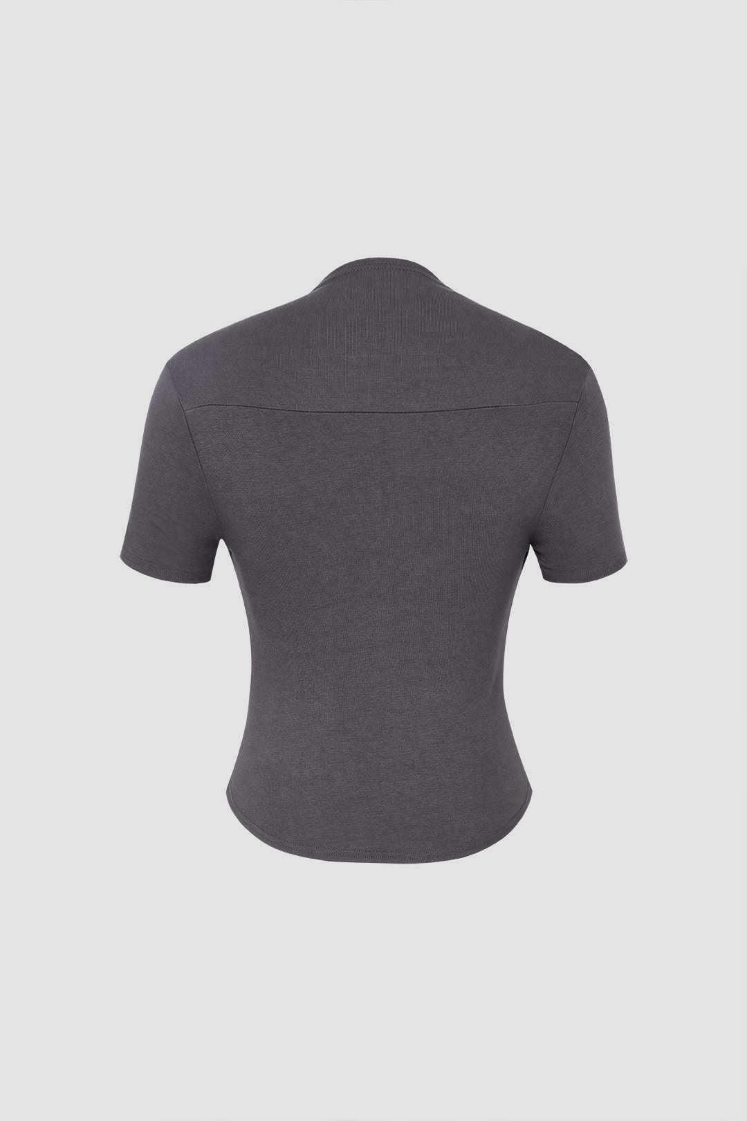 Square Neck Curved Hem T-Shirt in Y2K Fashion with Coquette and Grunge Aesthetic