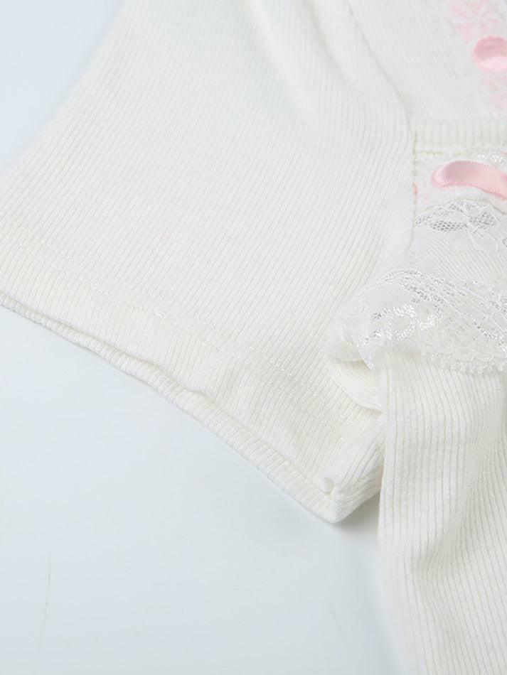 Square Neck Lace Trim Tee: Y2K Fashion Aesthetic Top for Women - Coquette & Grunge Style