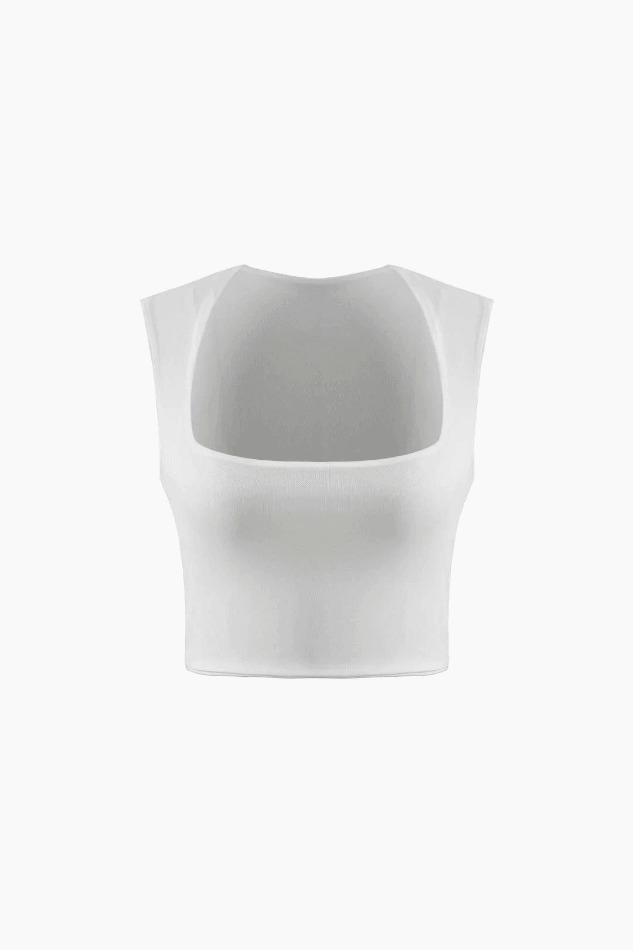 Square Neck Tank Top in Y2K Fashion with Coquette Aesthetic - Grunge Style Cute Tops for Women