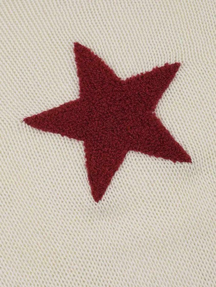 Star Crochet Knit Cropped Sweater - Y2K Aesthetic Fashion for Women - Coquette Style Grunge Outfit