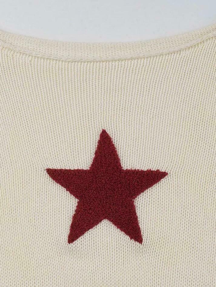 Star Crochet Knit Cropped Sweater - Y2K Aesthetic Fashion for Women - Coquette Style Grunge Outfit