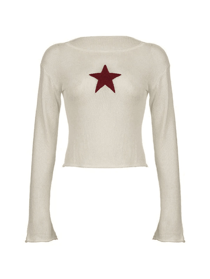 Star Crochet Knit Top: Y2K Fashion Aesthetic with Coquette and Grunge Vibes