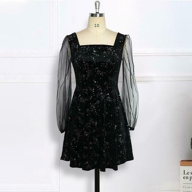 Starry Night Constellation Dress - Y2K Aesthetic Outfit with Coquette Style and Grunge Fashion Vibes