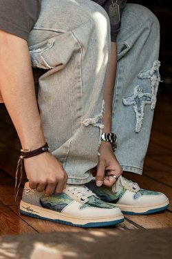 Starry Night Van Gogh Sneakers - Y2K Aesthetic Shoes for Women