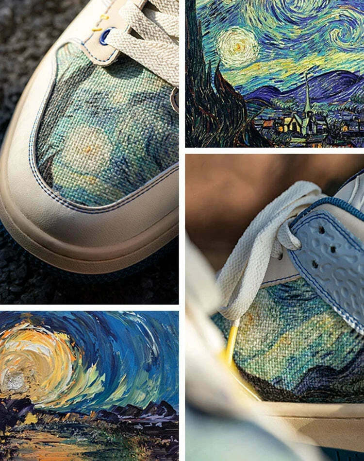 Starry Night Van Gogh Sneakers - Y2K Aesthetic Shoes for Women