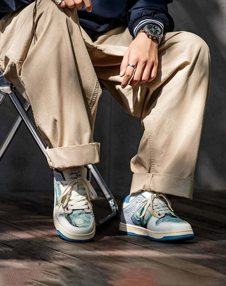 Starry Night Van Gogh Sneakers - Y2K Aesthetic Shoes for Women