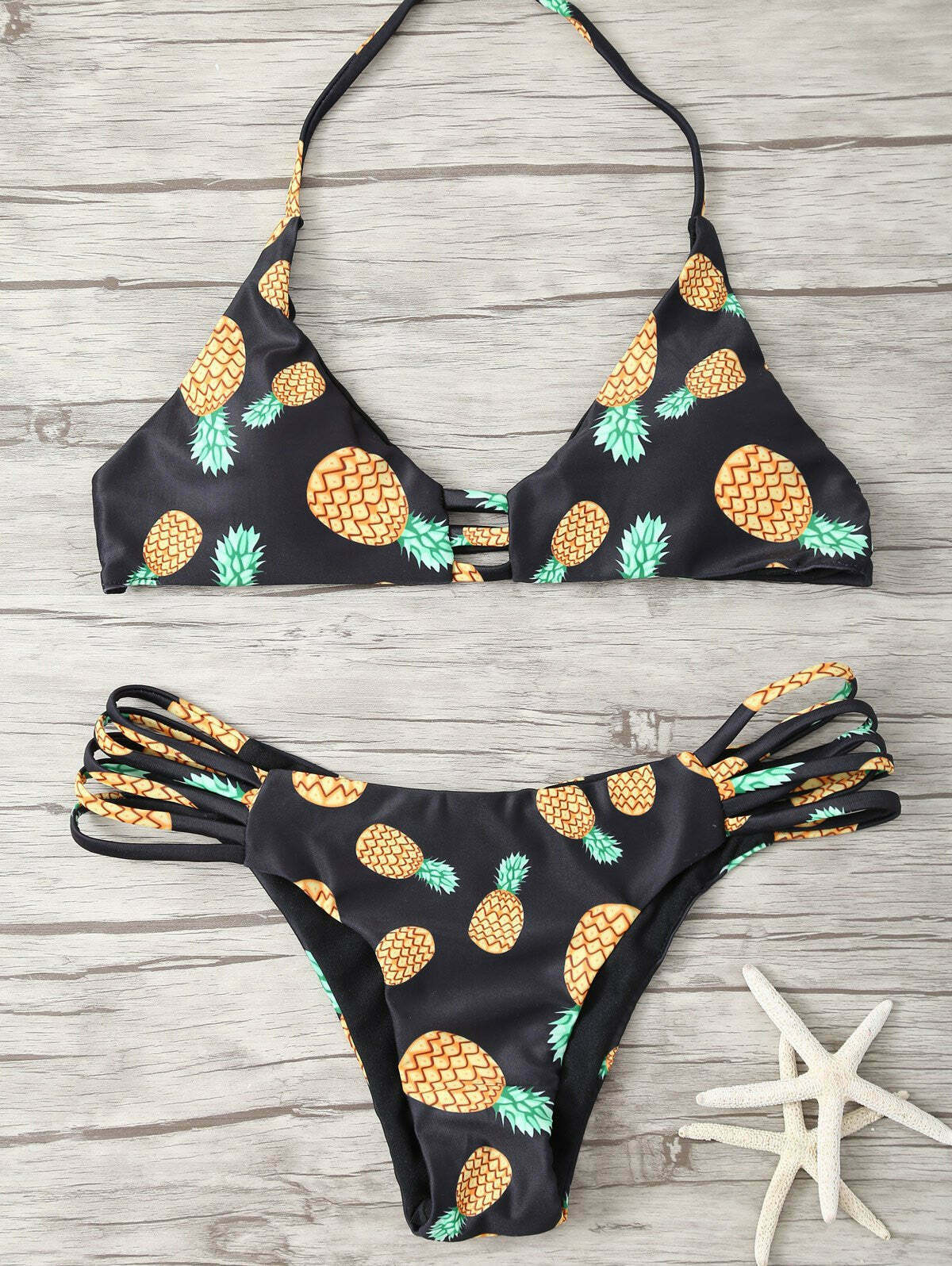 Stringy Pineapple Print Cute Bathing Suit for Y2K Fashion Enthusiasts