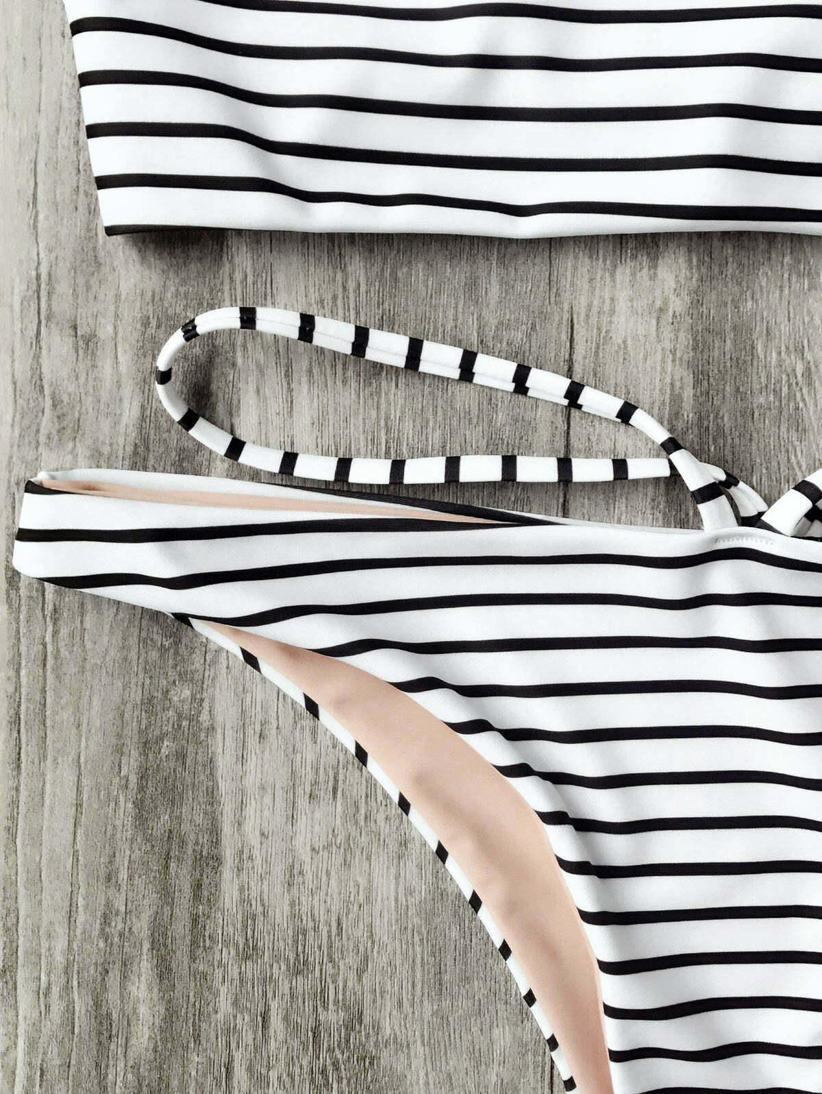 Striped High Neck Bikini Set - Y2K Fashion Swimwear for Women - Coquette Aesthetic Beach Outfit