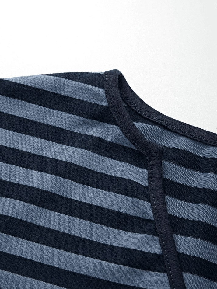 Striped V Neck Long Sleeve Tee - Y2K Fashion Aesthetic Top for Women - Coquette Style Grunge Outfit