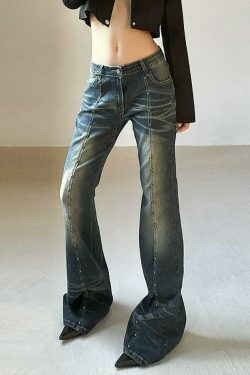 Studded Low Rise Boot-Cut Jeans: Y2K Fashion with a Grunge Twist, Coquette Aesthetic, and Edgy Vibes