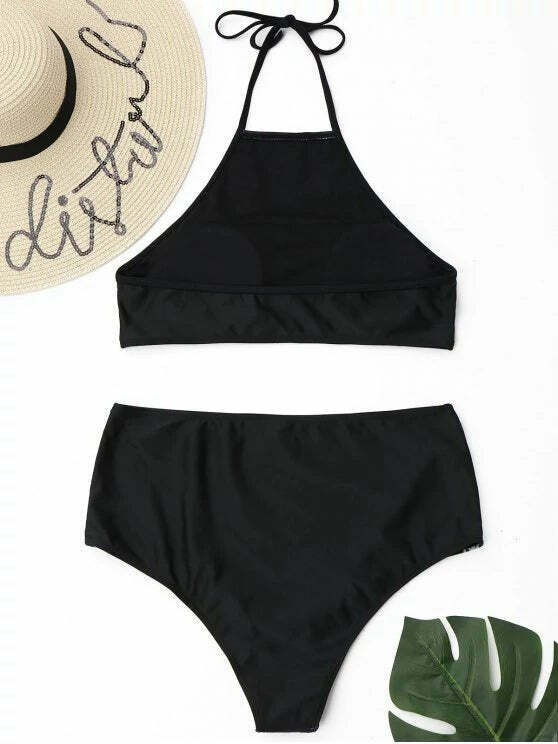 Stunning High Neck Floral Bikini Set with High Waist - Y2K Fashion Swimwear for Women