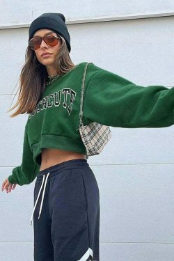 Suchcute' Oversize Cropped Sweatshirt - Y2K Coquette Grunge A