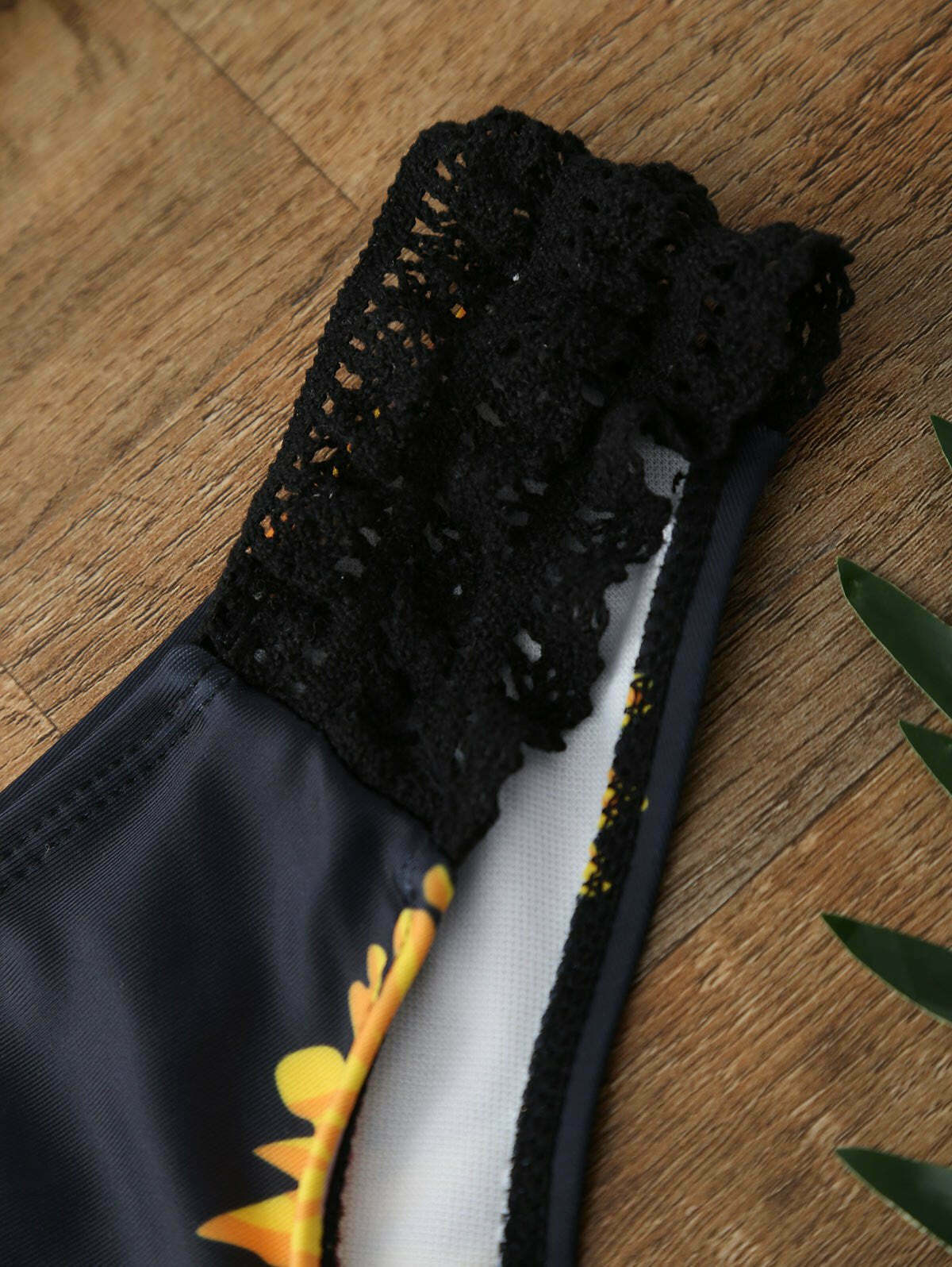 Sunflower Print Push Up Bandeau Bikini for Y2K Aesthetic Fashionistas