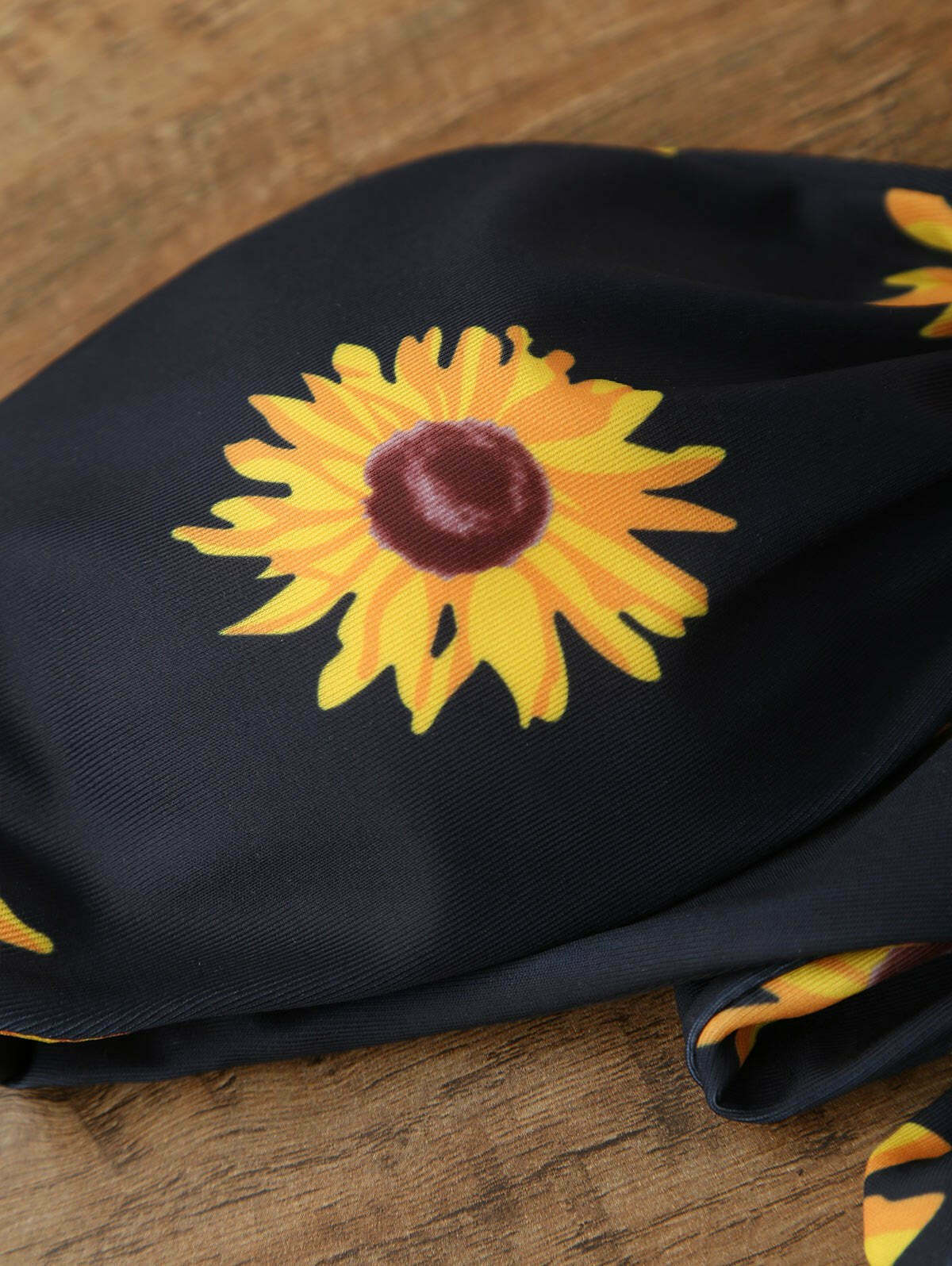 Sunflower Print Push Up Bandeau Bikini for Y2K Aesthetic Fashionistas