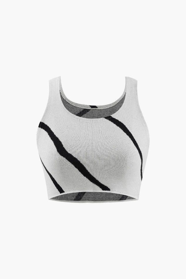 Swirl Stripe Knit Tank Top & Midi Skirt Set for Y2K Fashion Enthusiasts