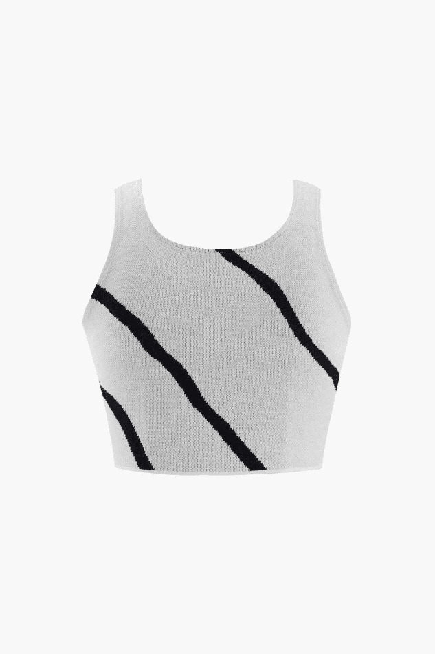 Swirl Stripe Knit Tank Top & Midi Skirt Set for Y2K Fashion Enthusiasts