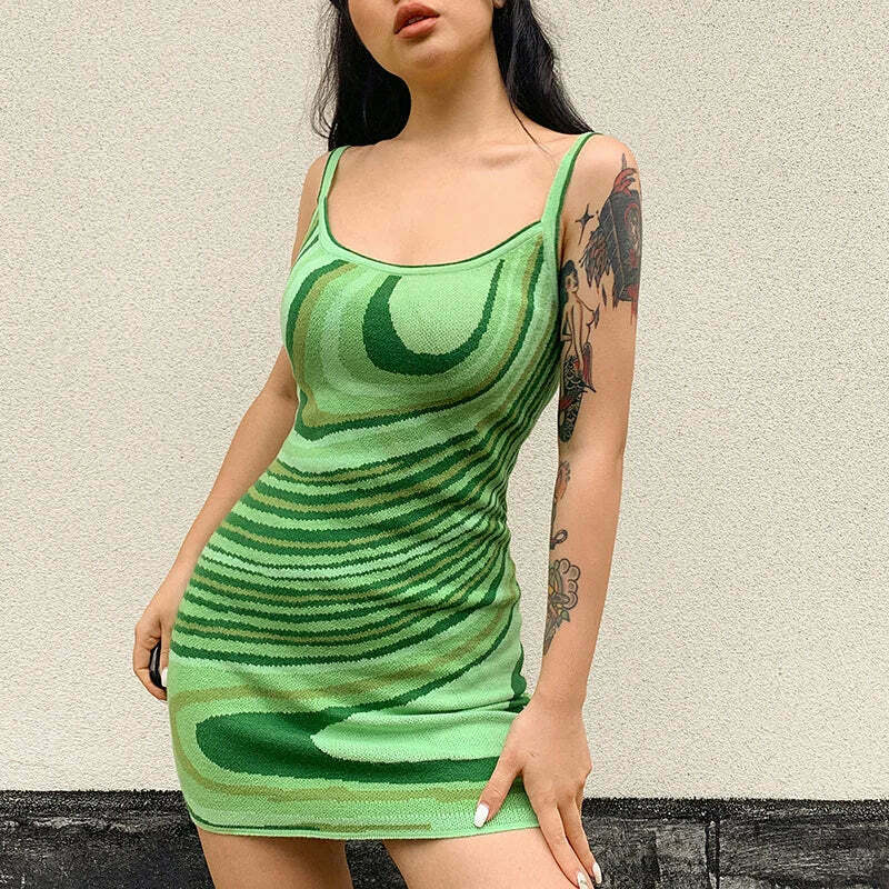 Swirly Sundae Mini Spaghetti Dress - Y2K Fashion with Coquette Aesthetic