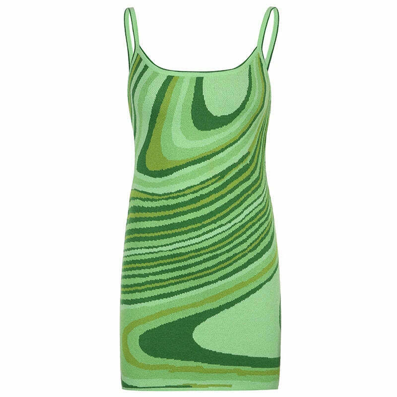 Swirly Sundae Mini Spaghetti Dress - Y2K Fashion with Coquette Aesthetic