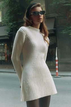 Urban Muse Ribbed Chic Ensemble - Y2K Fashion Statement with Coquette & Grunge Aesthetic