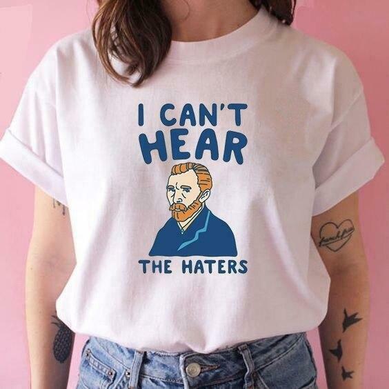 Van Gogh I Can't Hear T-Shirt - Y2K Aesthetic Tee for Women with Coquette Style and Grunge Vibes