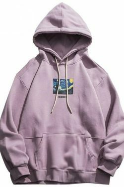 Van Gogh Starry Night Hoodie - Y2K Aesthetic Artwork on Cozy Women's Fashion