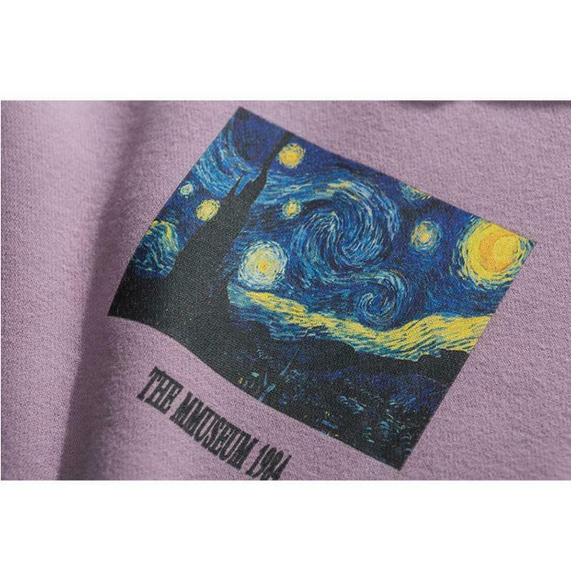 Van Gogh Starry Night Hoodie - Y2K Aesthetic Artwork on Cozy Women's Fashion