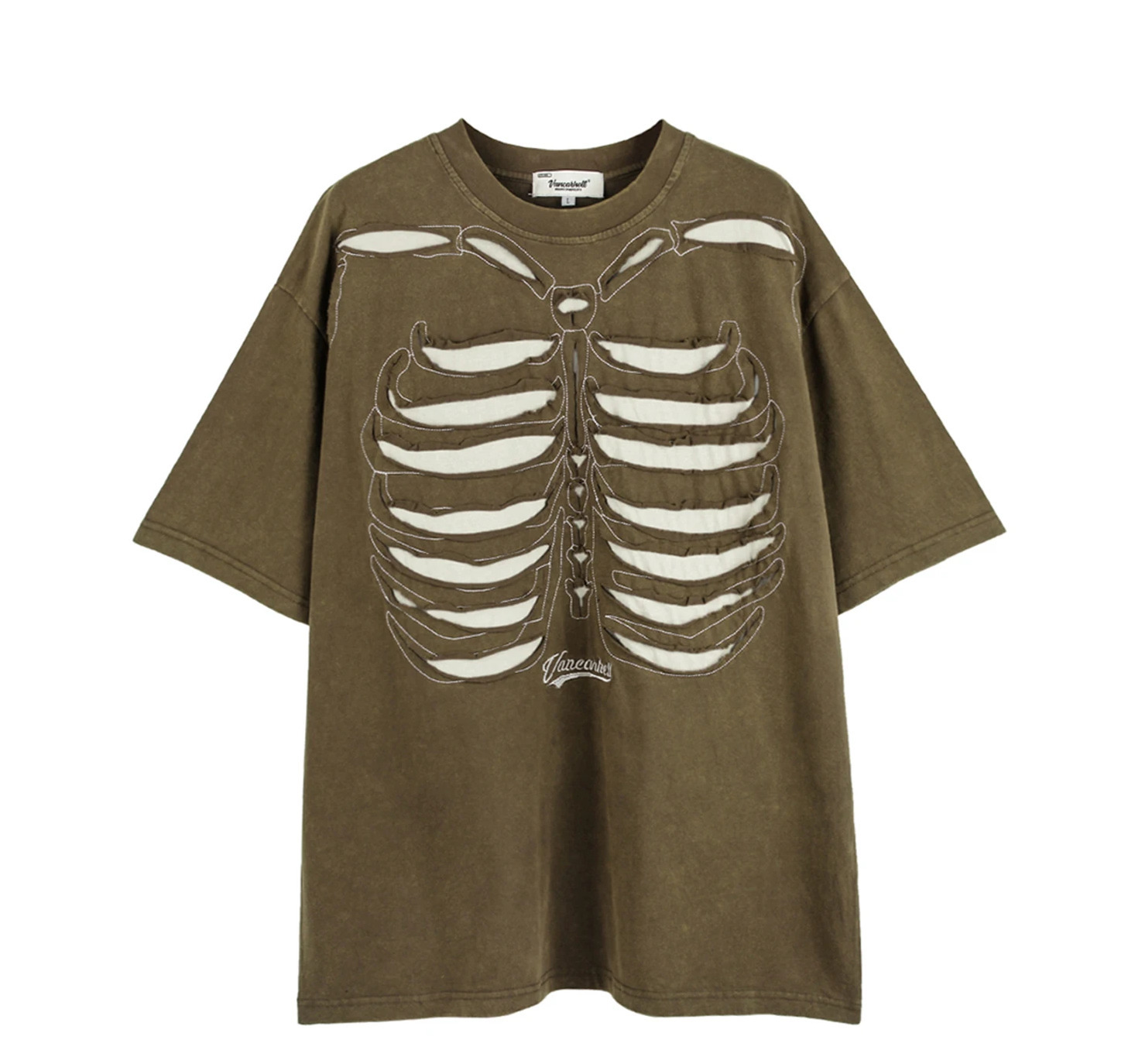 VANCARHELL Skeleton Ribcage T-Shirt - Y2K Aesthetic Grunge Coquette Fashion
