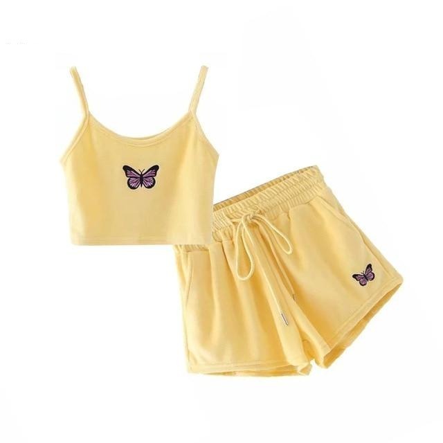Velvet Crop Top and Shorts Set - Y2K Fashion Coquette Aesthetic Grunge Style - Cute Outfit for Women