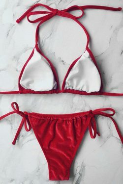 Velvet String Bikini Swimwear - Y2K Aesthetic Grunge Style for Women - Coquette Fashion Statement