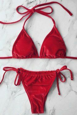 Velvet String Bikini Swimwear - Y2K Aesthetic Grunge Style for Women - Coquette Fashion Statement