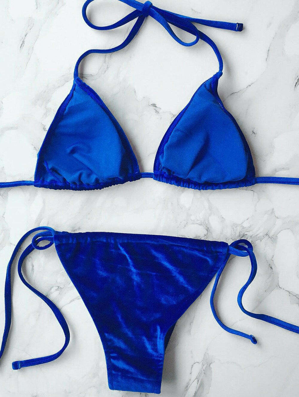 Velvet String Bikini Swimwear - Y2K Aesthetic Grunge Style for Women - Coquette Fashion Statement