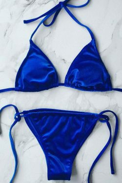 Velvet String Bikini Swimwear - Y2K Aesthetic Grunge Style for Women - Coquette Fashion Statement