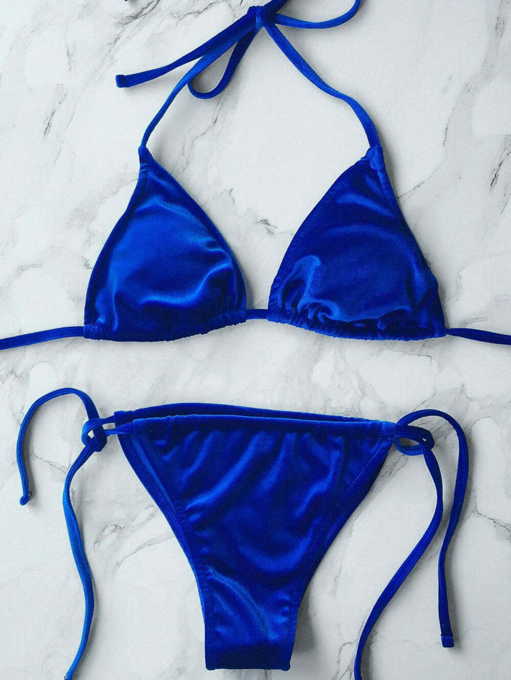 Velvet String Bikini Swimwear - Y2K Aesthetic Grunge Style for Women - Coquette Fashion Statement