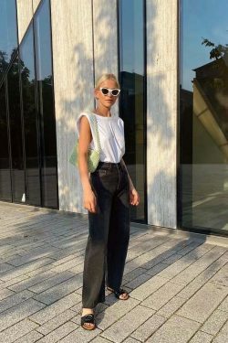 Vintage-Inspired 'Take Me As I Am' Straight Leg Baggy Jeans for Women - Y2K Fashion Statement
