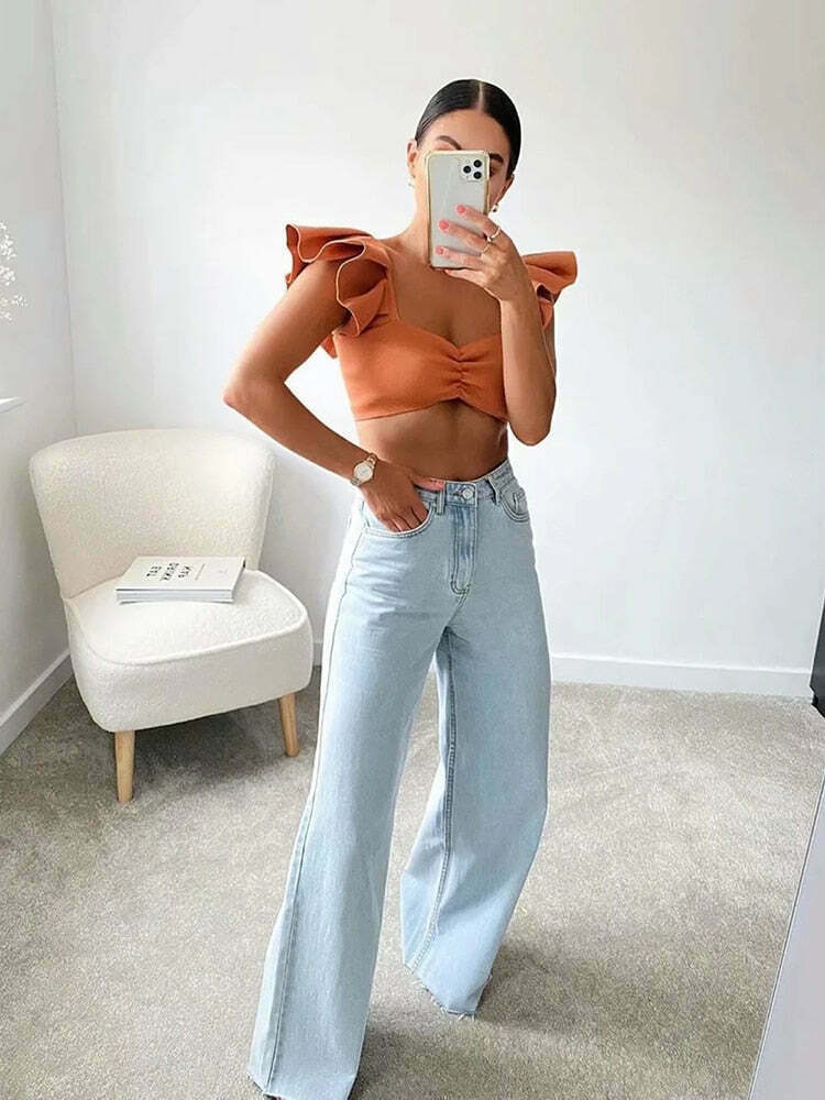 Vintage-Inspired 'Take Me As I Am' Straight Leg Baggy Jeans for Women - Y2K Fashion Statement