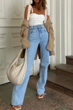 Vintage-Inspired 'Take Me As I Am' Straight Leg Baggy Jeans for Women - Y2K Fashion Statement