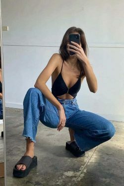 Vintage-Inspired 'Take Me As I Am' Straight Leg Baggy Jeans for Women - Y2K Fashion Statement
