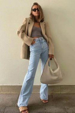 Vintage-Inspired 'Take Me As I Am' Straight Leg Baggy Jeans for Women - Y2K Fashion Statement