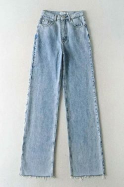Vintage-Inspired 'Take Me As I Am' Straight Leg Baggy Jeans for Women - Y2K Fashion Statement