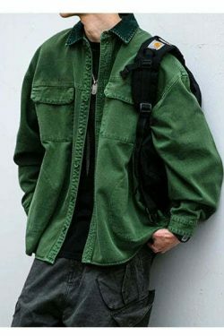 Vintage-Inspired Cargo Overshirt - Y2K Fashion with Coquette Aesthetic