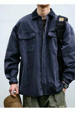 Vintage-Inspired Cargo Overshirt - Y2K Fashion with Coquette Aesthetic