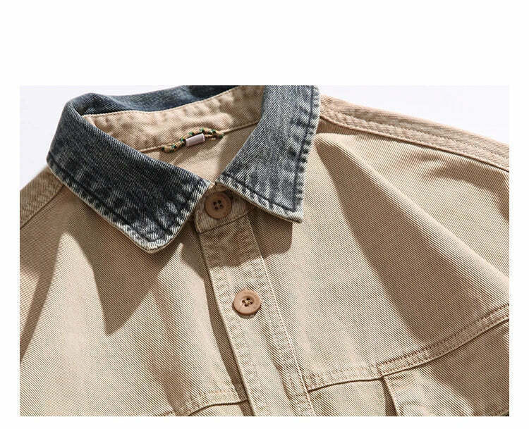 Vintage-Inspired Cargo Overshirt - Y2K Fashion with Coquette Aesthetic